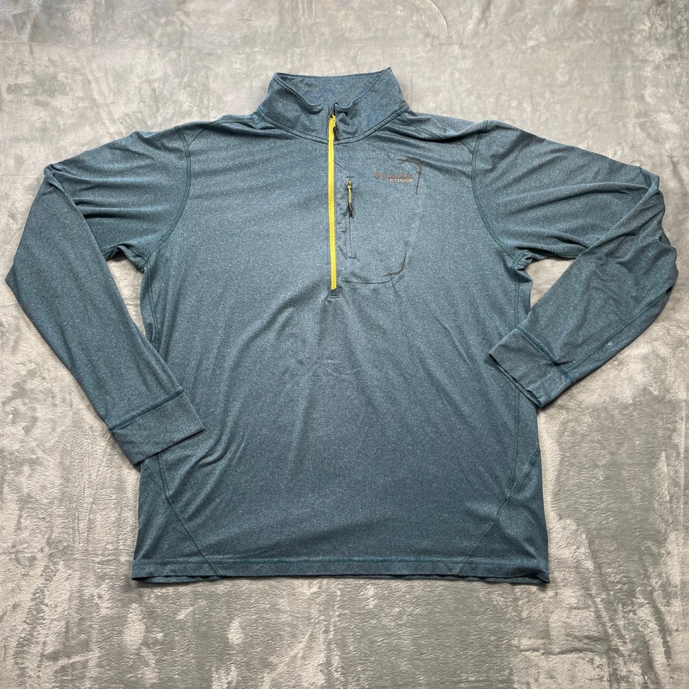 Columbia‎ Titanium Mens Quarter Zip Long Sleeve Shirt Blue XL OMNI WICK Outdoor